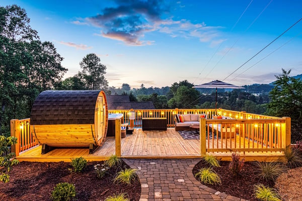 Professionally prepared vacation rental deck and sauna